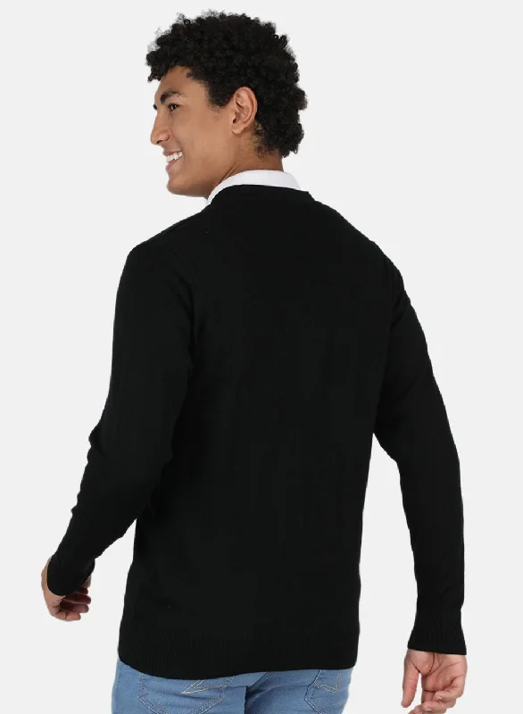 Men Black Solid Cardigan