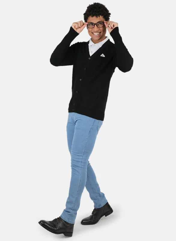 Men Black Solid Cardigan