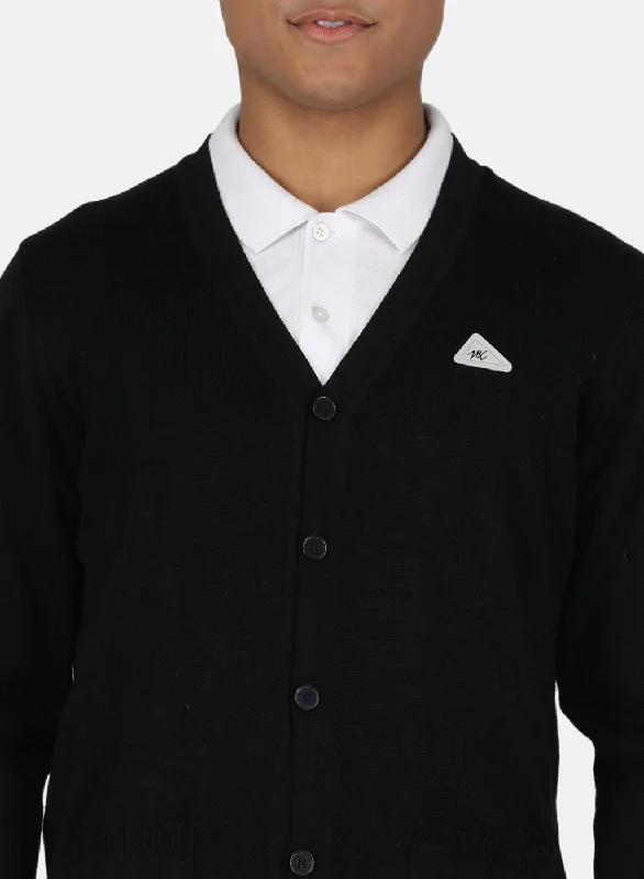 Men Black Solid Cardigan