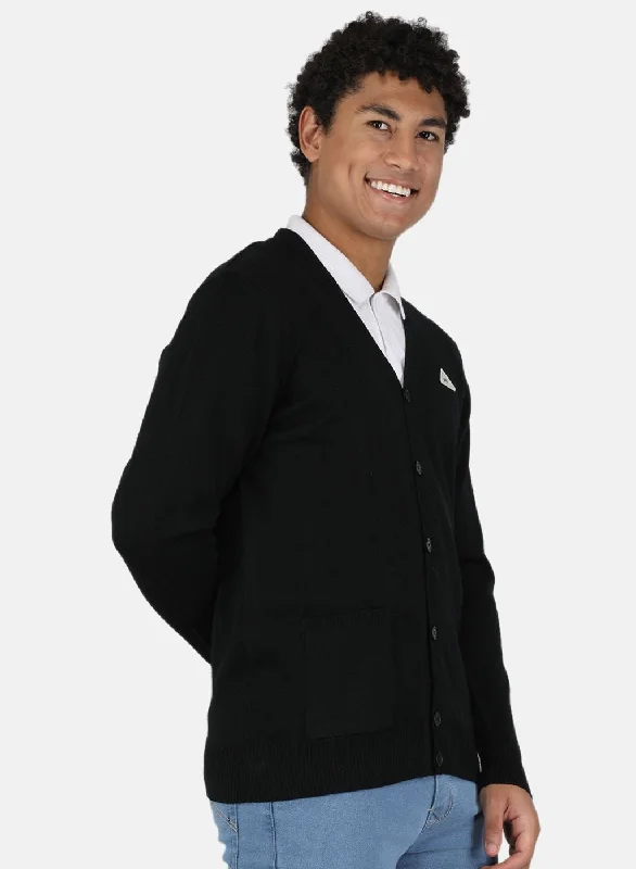 Men Black Solid Cardigan