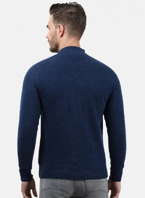 Men Blue Solid Cardigan