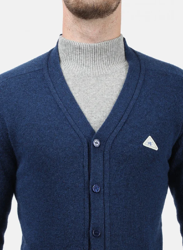 Men Blue Solid Cardigan