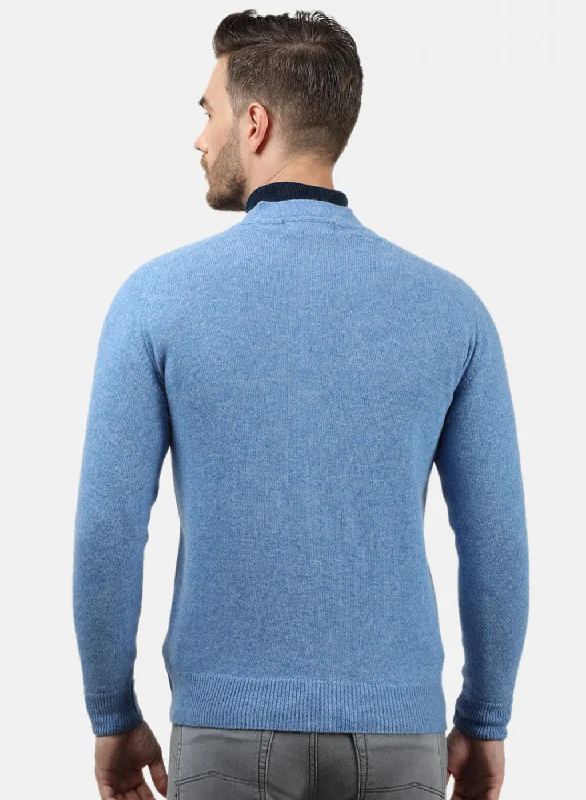 Men Blue Solid Cardigan