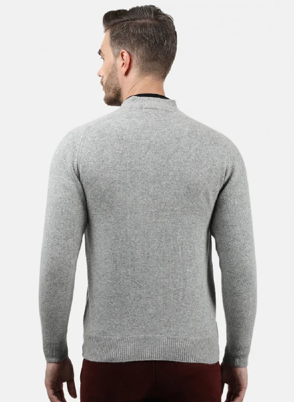 Men Grey Solid Cardigan