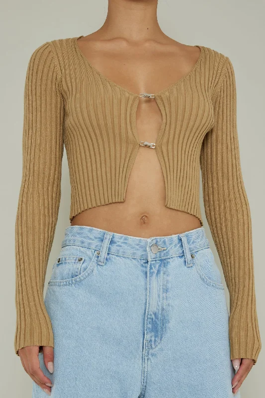 New School Long Sleeve Top Taupe