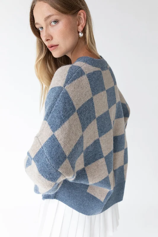 CHECKERED CREWNECK SWEATER