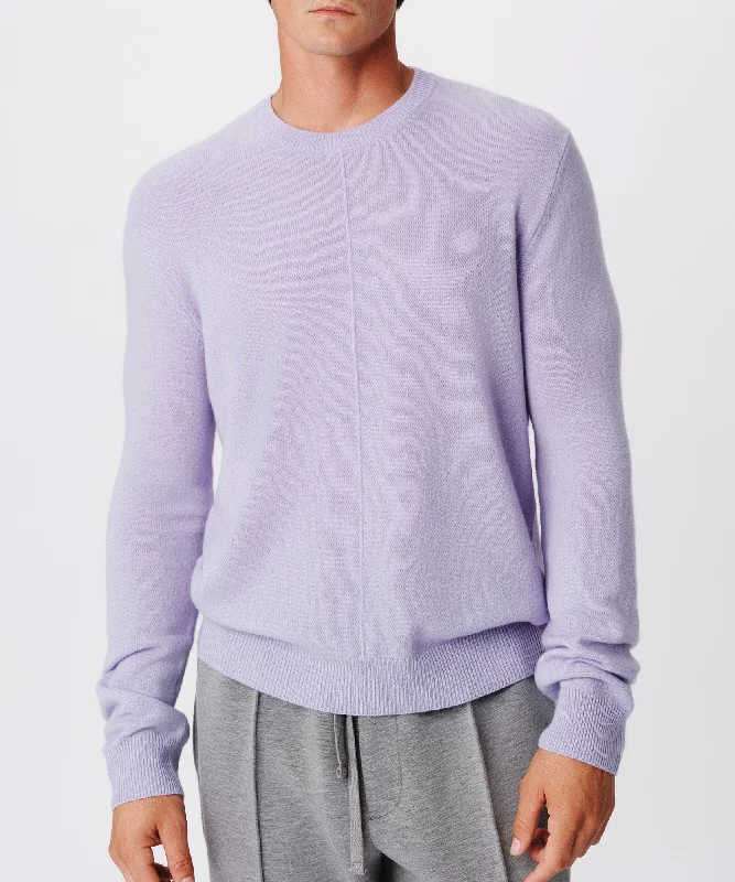 Wool Cashmere Seamed Crew Neck Sweater - Skyflower