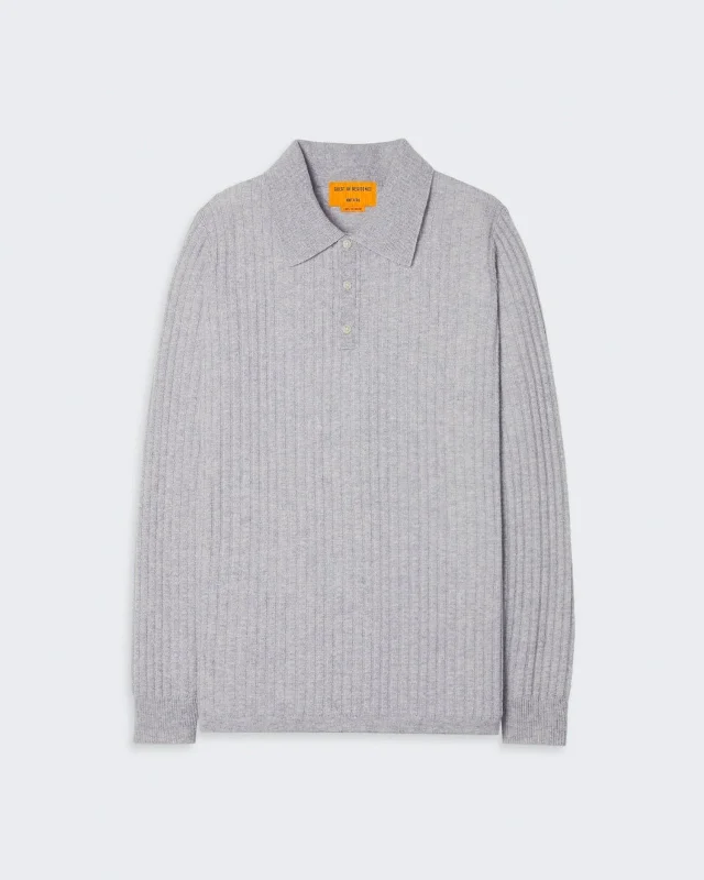 Theo Waffle Polo In Cashmere - Stone