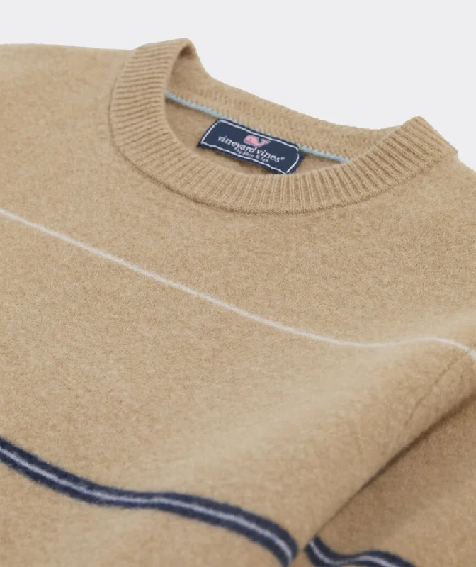 Vineyard Vines Men's Wool Striped Crewneck Sweater - Camel Heather