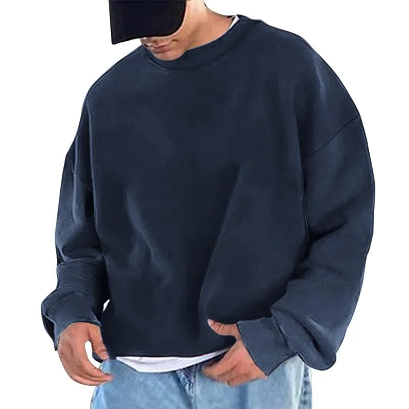 Men's Loose Solid Color Crew Neck Sweatshirt 32177800X