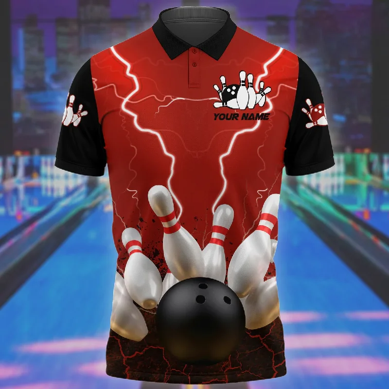 Personalized Name Bowling Player All Over Printed Polo Shirt, Team Bowling Lover Custom Bowling Gift Coolspod