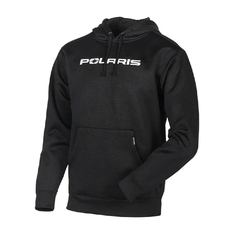 Polaris  Mens Black Staple Hoodie Warm Winter Drawcord Kangeroo Pocket Cuffed