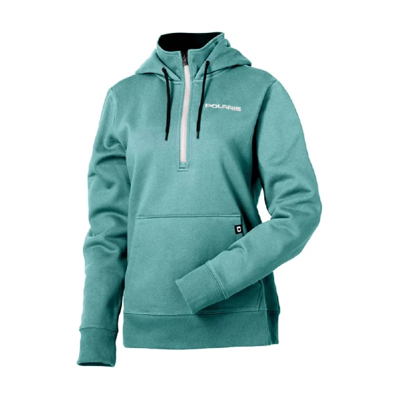 Polaris  Womens Journey Hoodie Quarter Zip Collared Warm Sweatshirt Teal