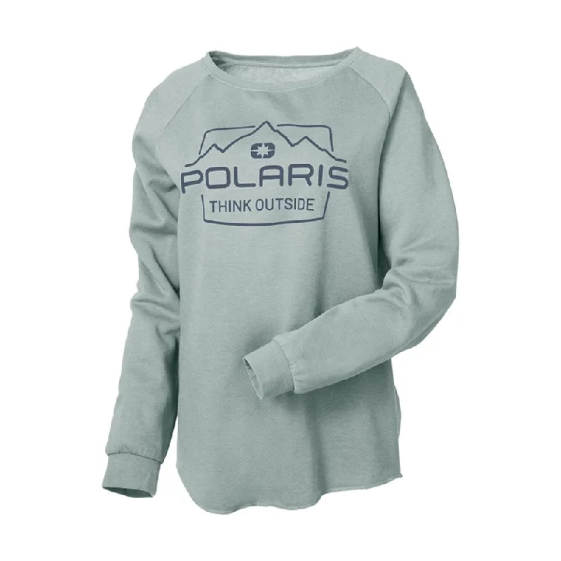 Polaris  Womens Green Adventure Crew Sweatshirt Warm Cotton Raglan Sleeves