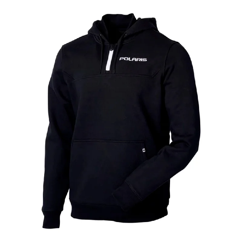 Polaris  Mens Journey Hoodie Quarter Zip Collared Warm Cotton Sweatshirt Black