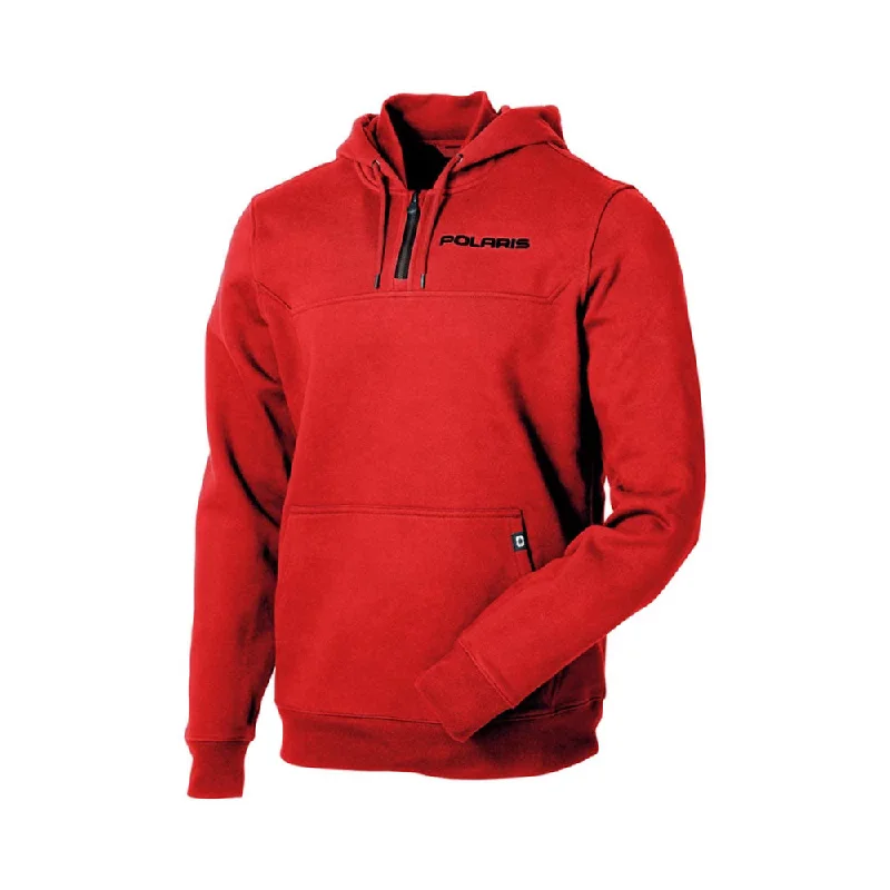 Polaris  Mens Journey Hoodie Quarter Zip Collared Warm Cotton Sweatshirt Red