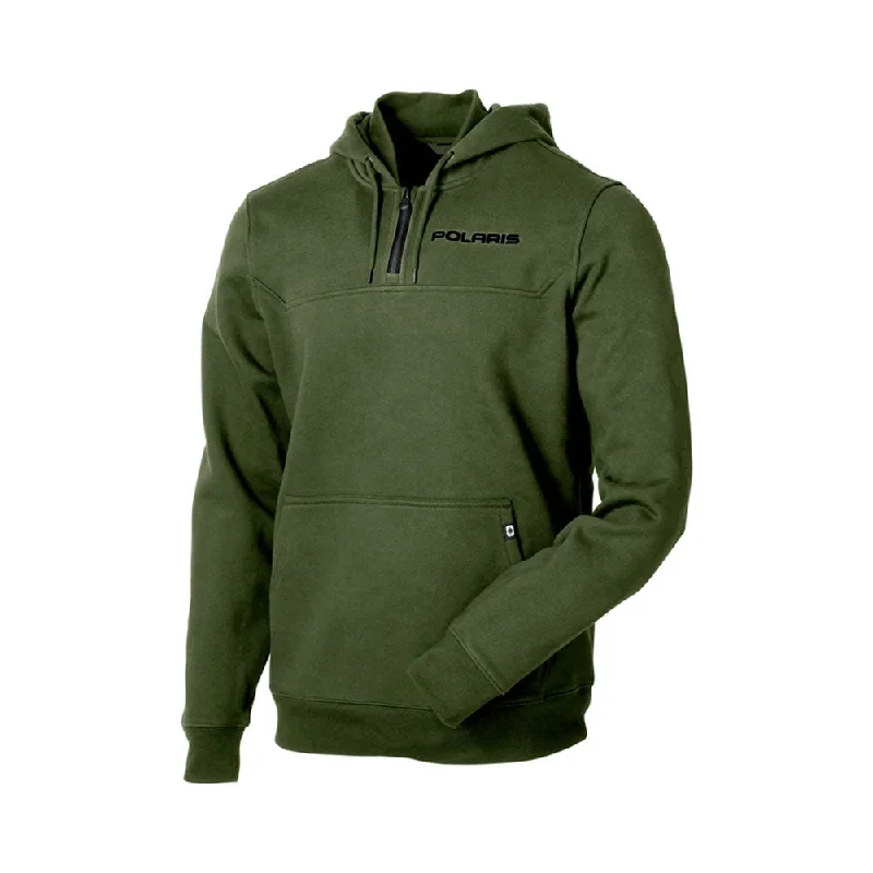 Polaris  Mens Journey Hoodie Quarter Zip Collared Warm Cotton Sweatshirt Cypress