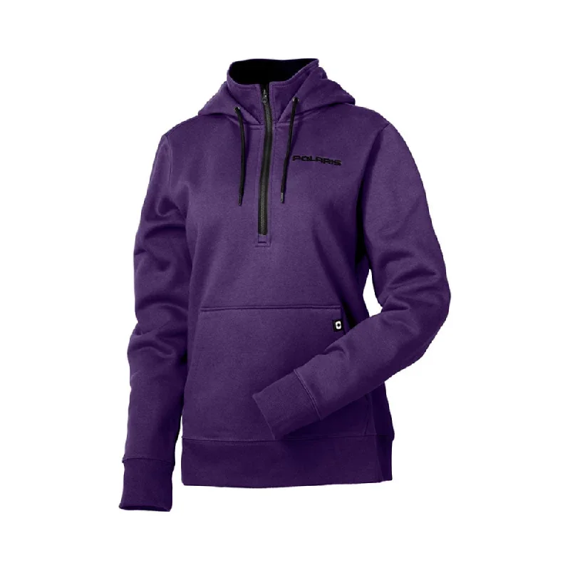 Polaris  Womens Journey Hoodie Quarter Zip Collared Warm Sweatshirt Purple