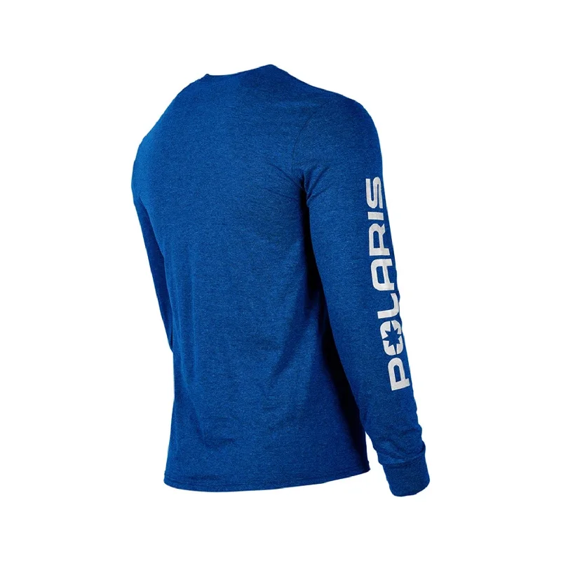 Polaris  Men's Icon Edge Long Sleeve Tee Soft Comfortable Cotton Blend Blue