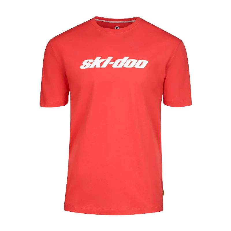 Ski-Doo  Mens Red Signature T-Shirt Tee Crew Neck Short Sleeve Cotton