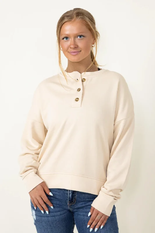 Carhartt Midweight French Terry Henley Sweatshirt for Women in Oatmeal | 106182-W26