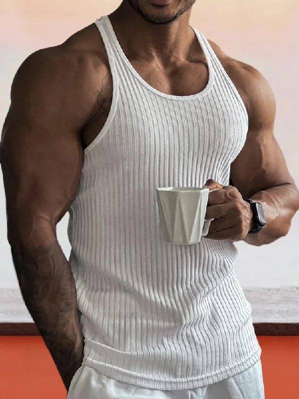 Solid Slim Fit Gym Knitted Tank Top