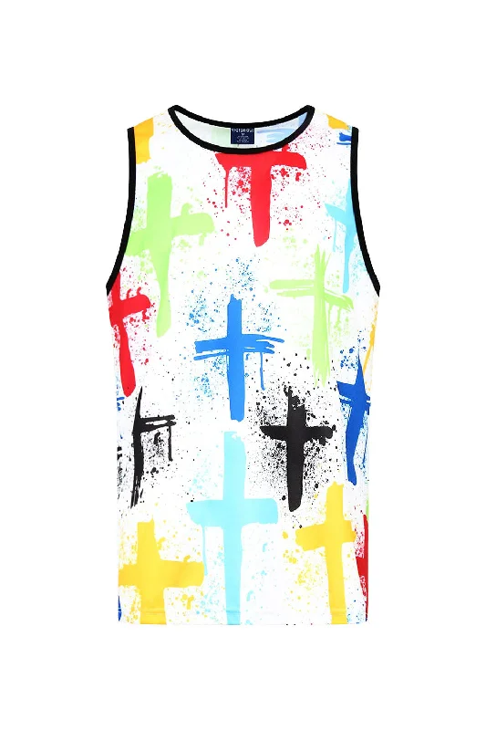 Men's Cross Paint Splatter Tank Top