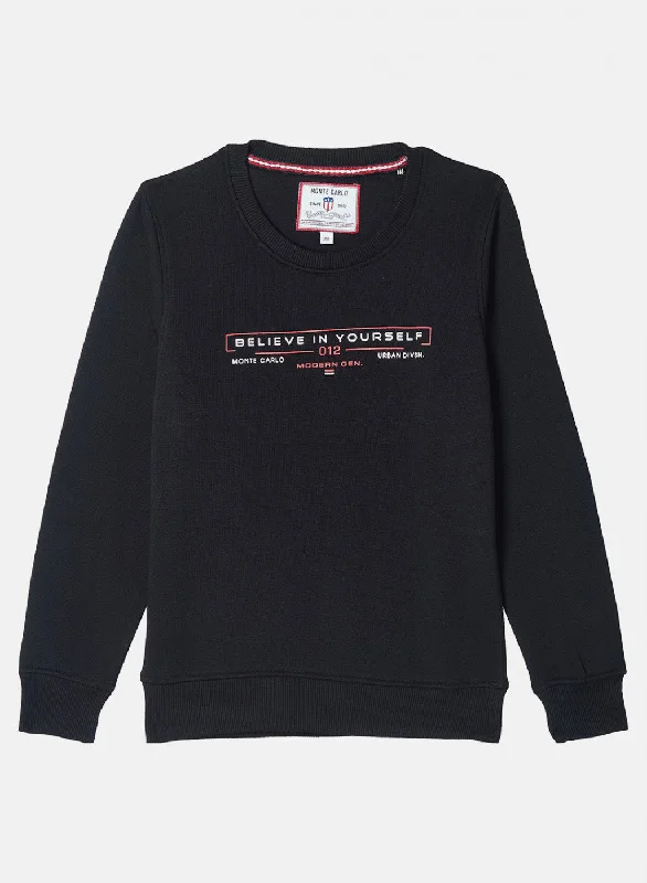 Boys Black Printed Sweatshirt