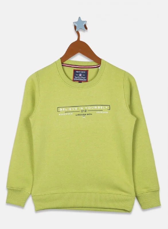 Boys Green Printed Sweatshirt