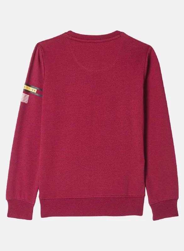 Boys Maroon Printed Sweatshirt