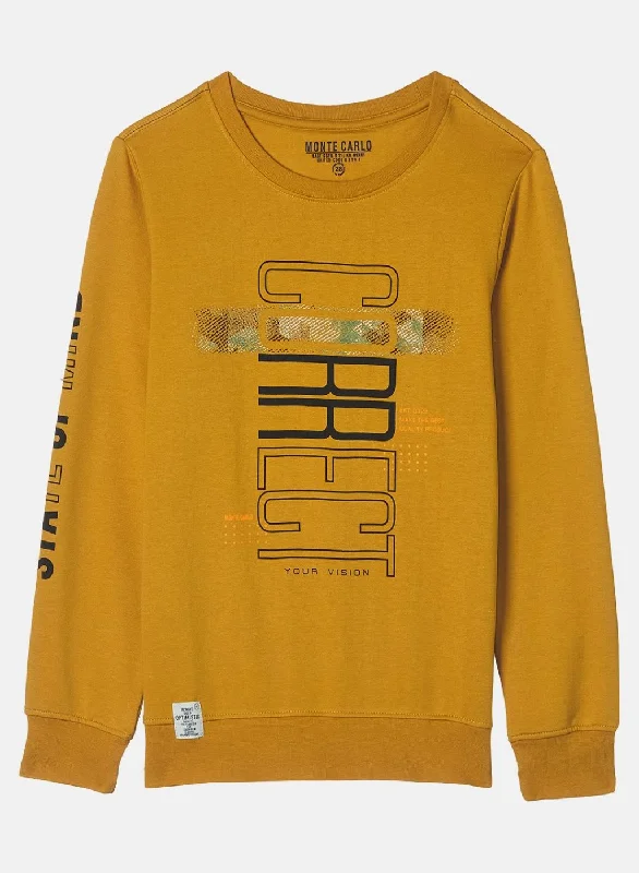 Boys Mustard Printed Sweatshirt