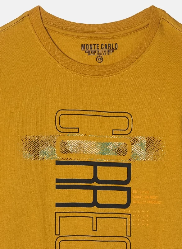 Boys Mustard Printed Sweatshirt