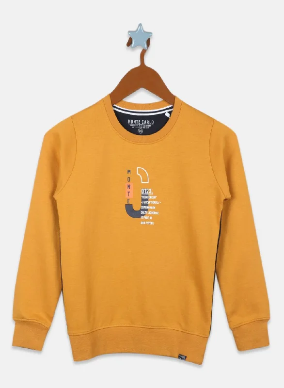 Boys Mustard Printed Sweatshirt