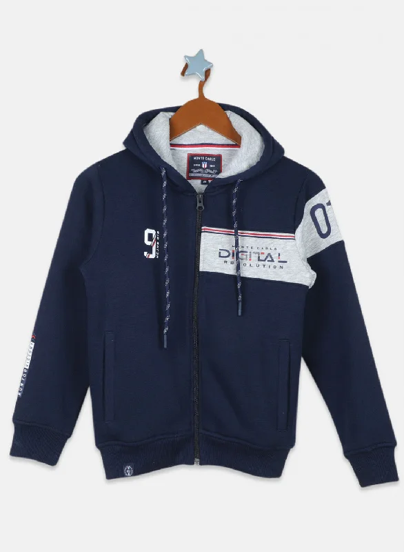 Boys Navy Blue Printed Sweatshirt