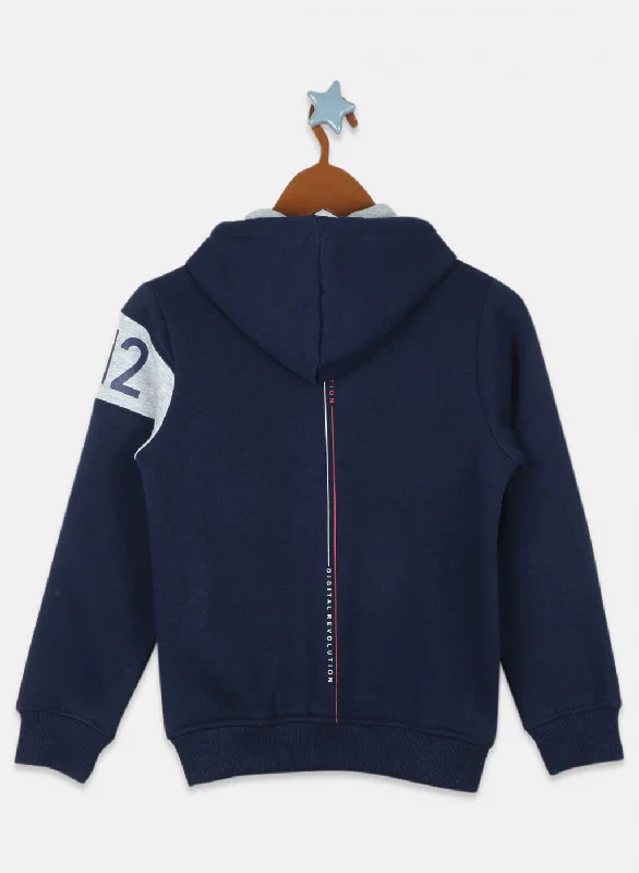 Boys Navy Blue Printed Sweatshirt