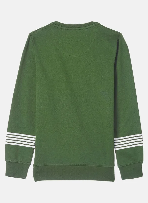 Boys Olive Printed Sweatshirt