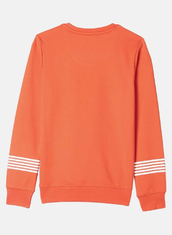 Boys Orange Printed Sweatshirt