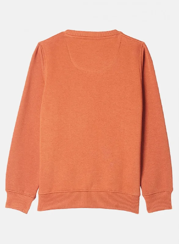 Boys Orange Printed Sweatshirt