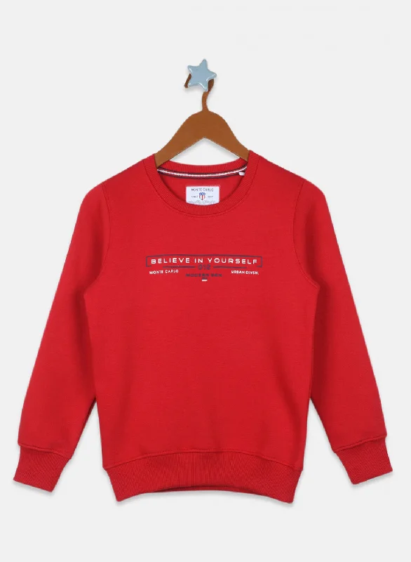 Boys Red Printed Sweatshirt