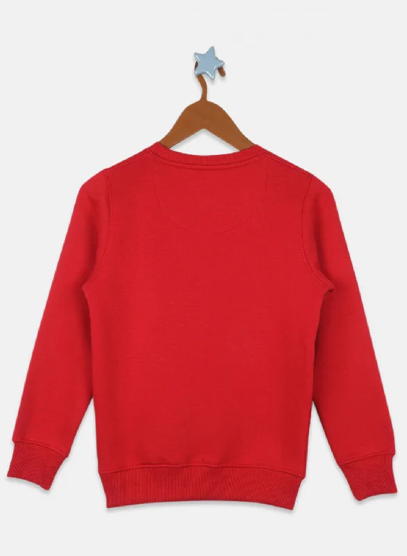 Boys Red Printed Sweatshirt