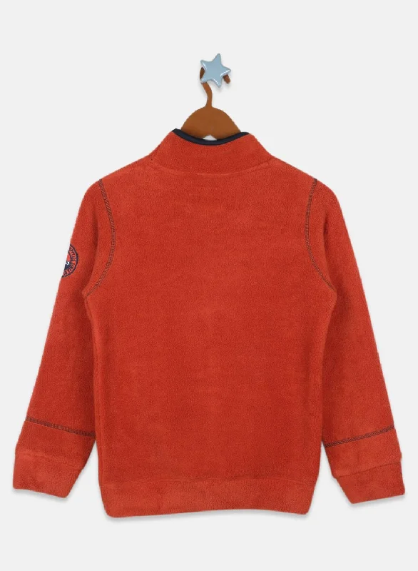 Boys Rust Orange Printed Sweatshirt