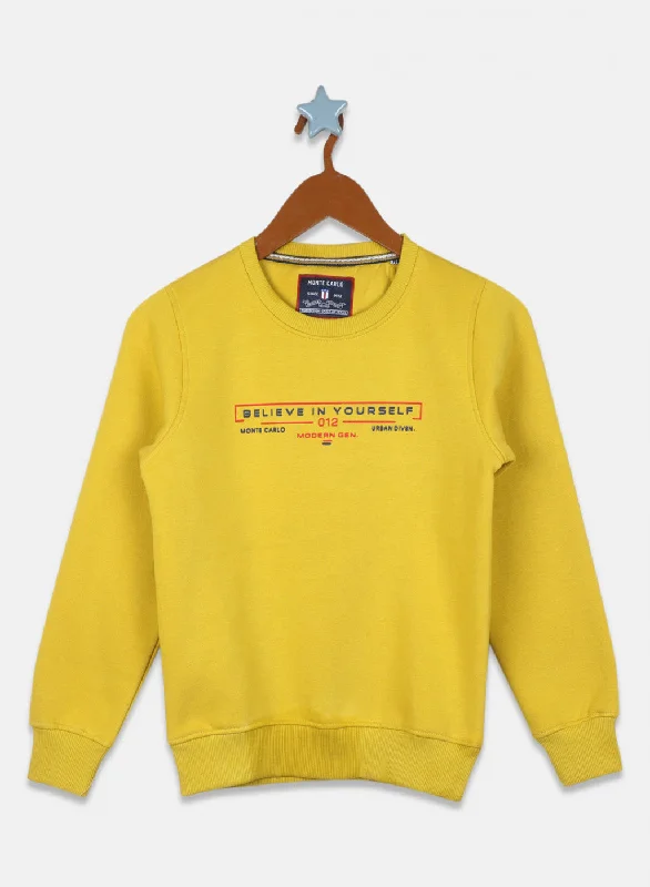 Boys Yellow Printed Sweatshirt