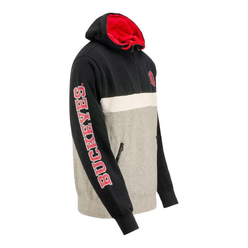 Ohio State Buckeyes 1/2 Zip Color Block Hooded Sweatshirt