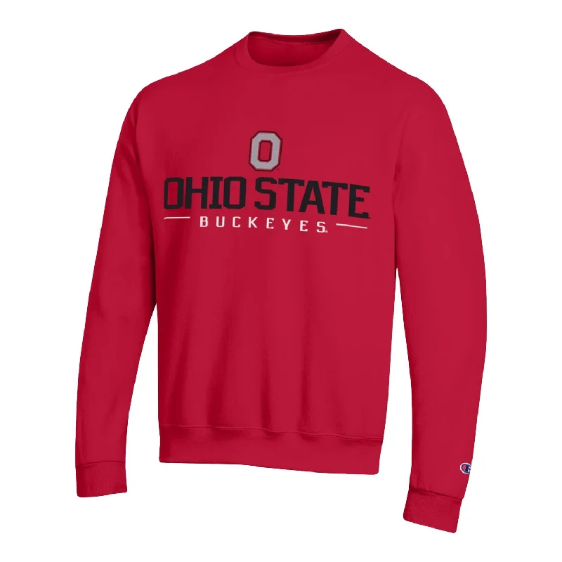 Ohio State Buckeyes Twill Horizontal Stack Powerblend Scarlet Crew