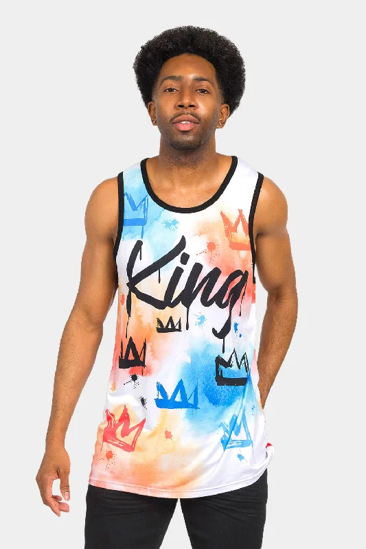 Paint Wash Crowned King Tank Top