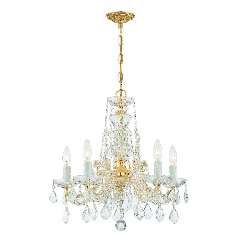 Chandeliers with Metal Frames in Copper FinishChandeliers with Metal Frames in Copper FinishMaria Theresa 5 Light Spectra Crystal Gold Chandelier Chandeliers with Metal Frames in Copper FinishChandeliers with Metal Frames in Copper FinishMaria Theresa 5 Light Spectra Crystal Gold Chandelier