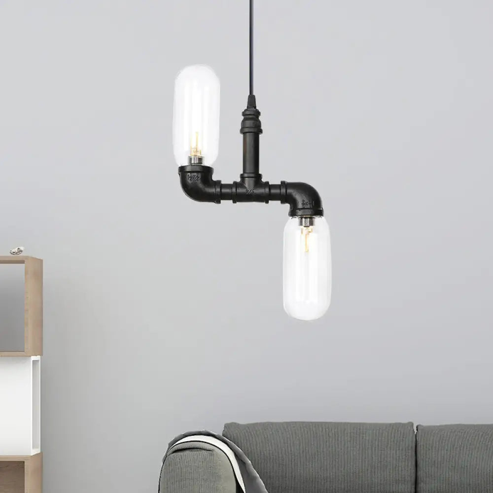 Chandeliers for Dining Rooms to Set the Mood for MealsChandeliers for Dining Rooms to Set the Mood for MealsLaura - Black Clear Glass Capsule Shade Pendant Antiqued 2-Head Coffee Shop LED Ceiling Chandelier in Black with Pipe Design Chandeliers for Dining Rooms to Set the Mood for MealsChandeliers for Dining Rooms to Set the Mood for MealsLaura - Black Clear Glass Capsule Shade Pendant Antiqued 2-Head Coffee Shop LED Ceiling Chandelier in Black with Pipe Design
