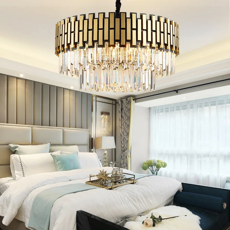 Large Chandeliers for Grand Halls and FoyersLarge Chandeliers for Grand Halls and FoyersContemporary Metal Pendant Chandelier with Round Shade & Faceted Crystal - Golden Hanging Light Large Chandeliers for Grand Halls and FoyersLarge Chandeliers for Grand Halls and FoyersContemporary Metal Pendant Chandelier with Round Shade & Faceted Crystal - Golden Hanging Light