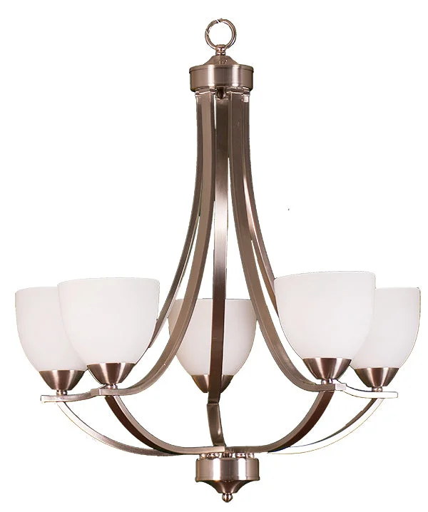Art Deco Chandeliers for a Retro - Glam LookArt Deco Chandeliers for a Retro - Glam LookHOMEnhancements Victoria VIC-CH5(CLR)-NK Chandelier Light - Brushed Nickel
