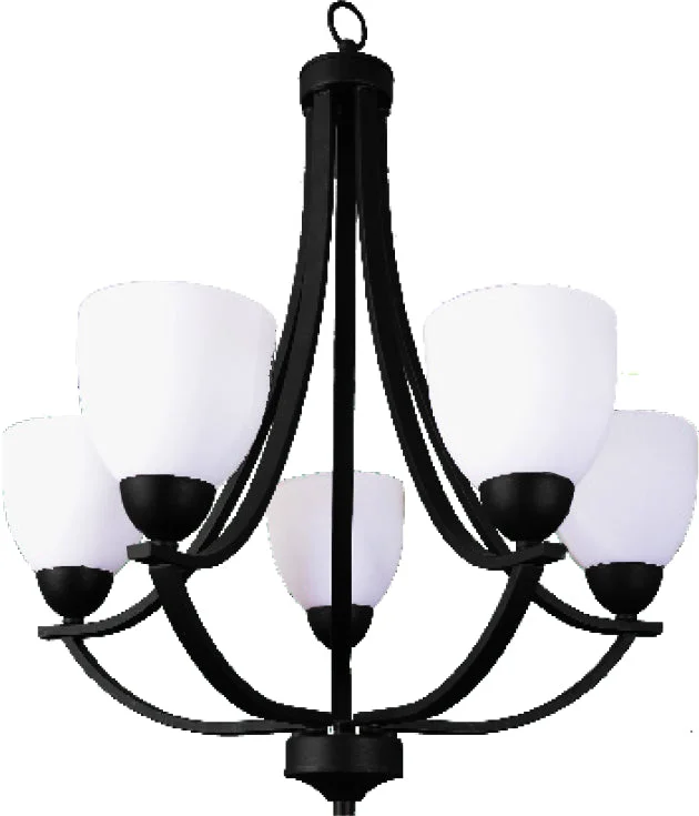 Chandeliers with Frosted Glass for a Softer Light DiffusionChandeliers with Frosted Glass for a Softer Light DiffusionHOMEnhancements Victoria VIC-CH5(WH)-MB Chandelier Light - Matte Black Chandeliers with Frosted Glass for a Softer Light DiffusionChandeliers with Frosted Glass for a Softer Light DiffusionHOMEnhancements Victoria VIC-CH5(WH)-MB Chandelier Light - Matte Black